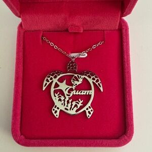 Silver Turtle Guam Pendant Necklace